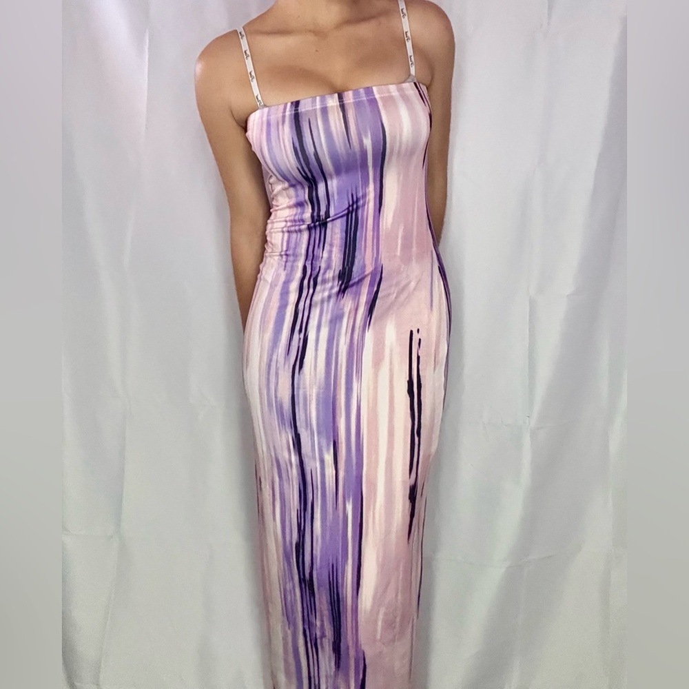 Purple and Pink Strapless Dress